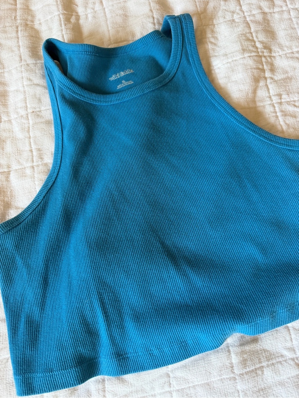 Blue Ribbed Crop Tank Top - Wild Fable